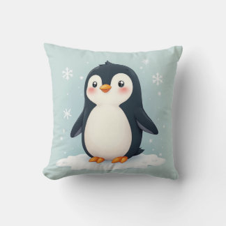 Een kussenkussen met een schattig pinguïn afbeeldi kussen