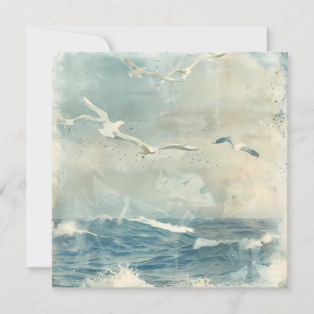 Een kust vogels oceaan zee lucht collage achtergro (Voorkant)