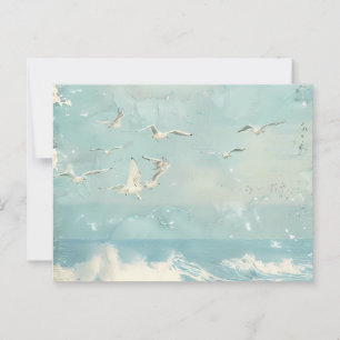 Een kust vogels oceaan zee lucht collage achtergro briefkaart