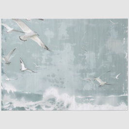 Een kust vogels oceaan zee lucht collage achtergro tissuepapier