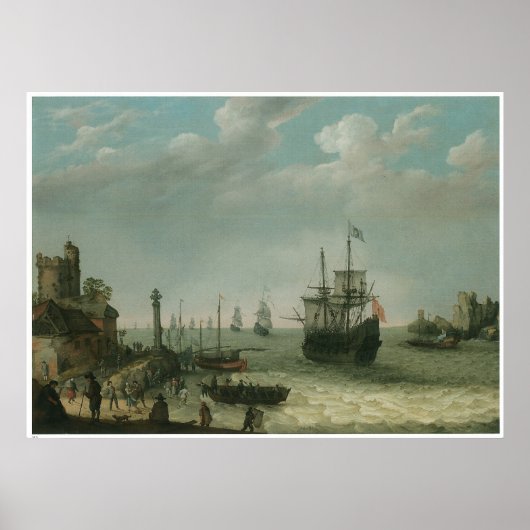 Een kustlandschap, Abraham Willaerts Poster (Voorkant)