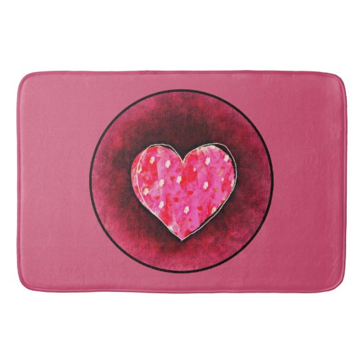 Een Kute Hand tekende Roze Hart op een Grunge Text Badmat (Voorkant)