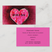 Een Kute Hand tekende Roze Hart op een Grunge Text Visitekaartje (Voorkant / Achterkant)