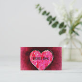 Een Kute Hand tekende Roze Hart op een Grunge Text Visitekaartje (Staand voorkant)