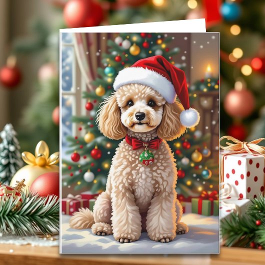 Een Kute Poodle Kerst Persoonlijk Feestdagen Kaart