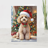 Een Kute Poodle Kerst Persoonlijk Feestdagen Kaart (Voorkant)