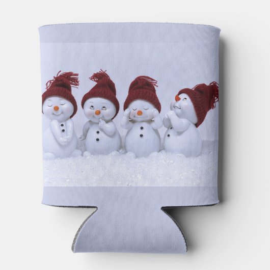 Een kwartet sneeuwpoppen blikjeskoeler (Achterkant)