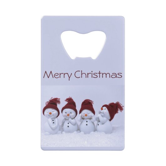 Een kwartet sneeuwpoppen creditkaart flessenopener (Voorkant)