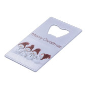 Een kwartet sneeuwpoppen creditkaart flessenopener (Voorkant Gekanteld)