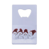 Een kwartet sneeuwpoppen creditkaart flessenopener (Achterkant)