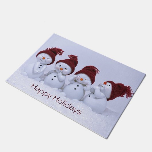 Een kwartet sneeuwpoppen deurmat (Schuin)