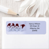 Een kwartet sneeuwpoppen etiket (Insitu)