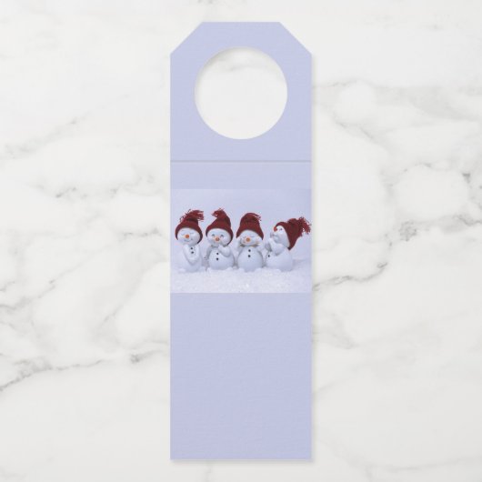 Een kwartet sneeuwpoppen flessenhanger (Achterkant)