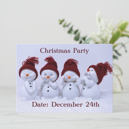 Een kwartet sneeuwpoppen kaart (Staand voorkant)