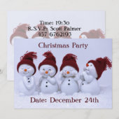 Een kwartet sneeuwpoppen kaart (Voorkant / Achterkant)