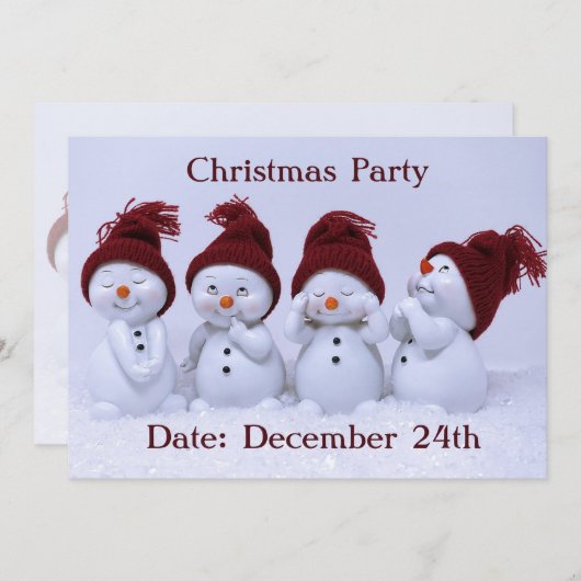 Een kwartet sneeuwpoppen kaart (Voorkant / Achterkant)