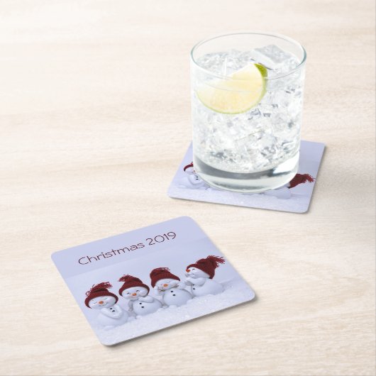 Een kwartet sneeuwpoppen kartonnen onderzetters (Insitu)