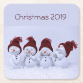 Een kwartet sneeuwpoppen kartonnen onderzetters (Voorkant)