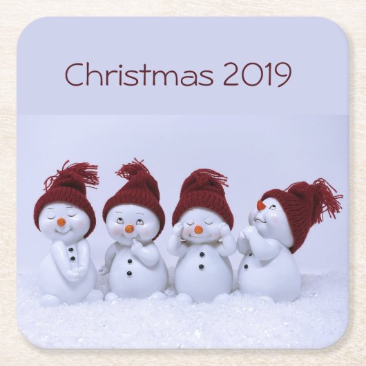 Een kwartet sneeuwpoppen kartonnen onderzetters (Voorkant)