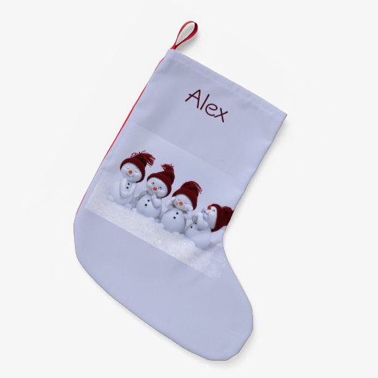 Een kwartet sneeuwpoppen kleine kerstsok (Voorkant (Hangend))