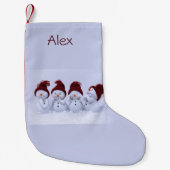 Een kwartet sneeuwpoppen kleine kerstsok (Voorkant)