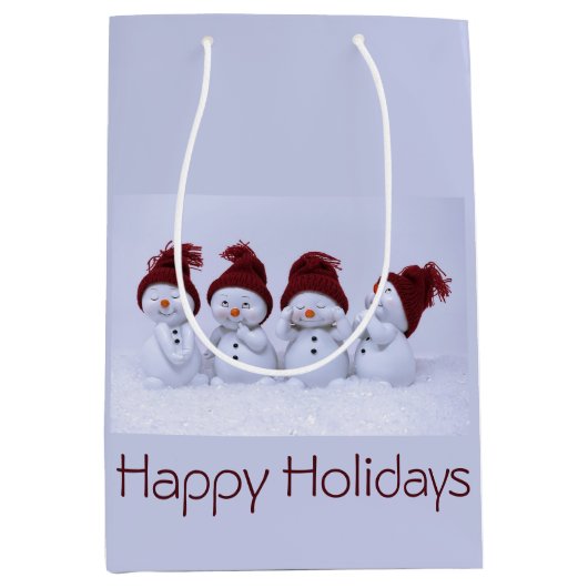 Een kwartet sneeuwpoppen medium cadeauzakje (Voorkant)