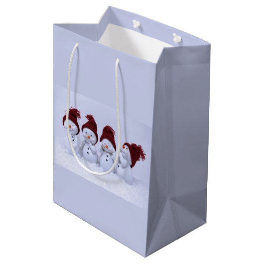 Een kwartet sneeuwpoppen medium cadeauzakje (Achterkant Gekanteld)
