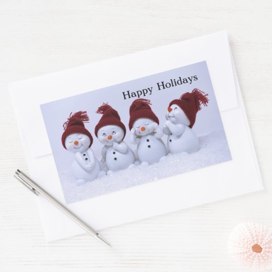 Een kwartet sneeuwpoppen rechthoekige sticker (Envelop)
