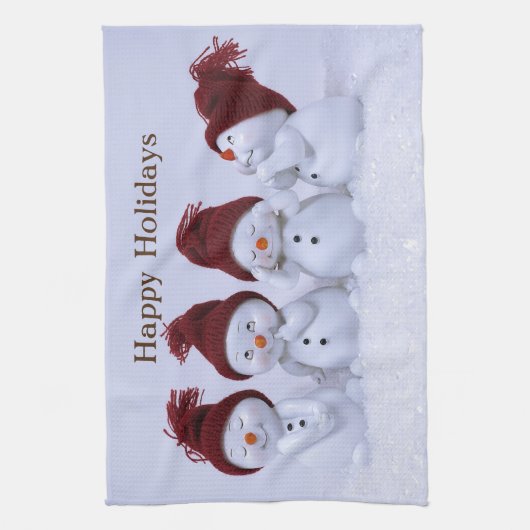 Een kwartet sneeuwpoppen theedoek (Verticaal)