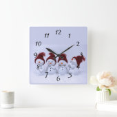 Een kwartet sneeuwpoppen vierkante klok (Huis)