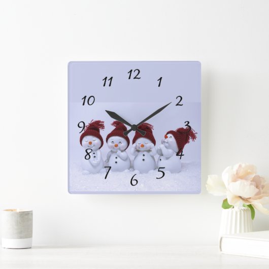 Een kwartet sneeuwpoppen vierkante klok (Huis)