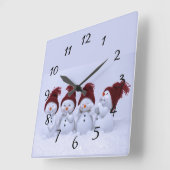 Een kwartet sneeuwpoppen vierkante klok (Hoek)