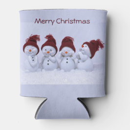 Een kwartet van sneeuwmannen blikjeskoeler