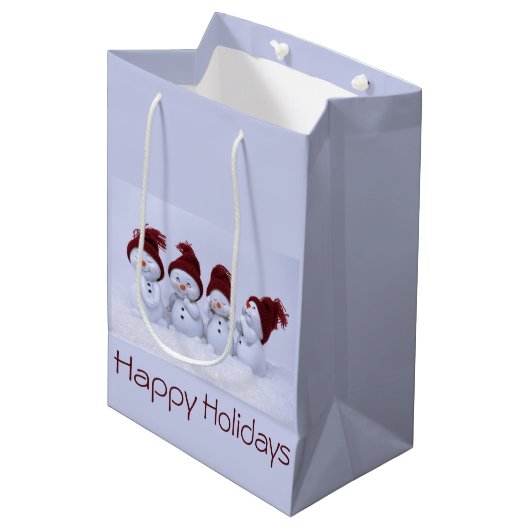 Een kwartet van sneeuwmannen medium cadeauzakje (Voorkant Gekanteld)
