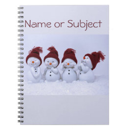 Een kwartet van sneeuwmannen notitieboek