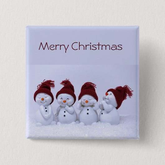 Een kwartet van sneeuwmannen vierkante button 5,1 cm (Voorkant)
