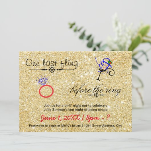 Een laatste avontuurtje / Goud - Uitnodiging voor  (Staand voorkant)