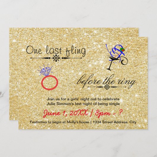 Een laatste avontuurtje / Goud - Uitnodiging voor  (Voorkant / Achterkant)