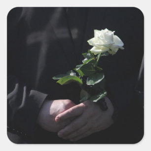 Een laatste witte Rose Vierkante Sticker