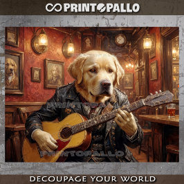 Een Labradorhond die gitaar speelt in een pub -  Tissuepapier