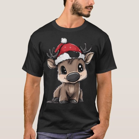 Een lachende Baby rendier met een kerst Pet T-shirt (Voorkant)