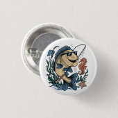 Een lachende vis ronde button 3,2 cm (Voorkant /achterkant)