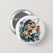 Een lachende vis ronde button 5,7 cm (Voorkant /achterkant)