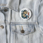 Een lachende vis ronde button 5,7 cm (In situ)