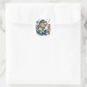 Een lachende vis ronde sticker (Tas)