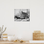 Een lading hout vervoeren, 1908. Oude foto Poster (Keuken)