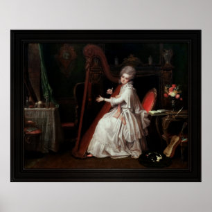 Een Lady die op de Harp speelt van Richard Cosway Poster