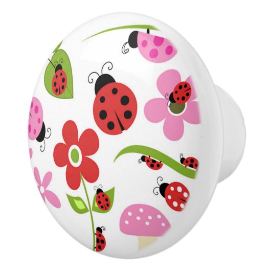 Een Ladybug Garden Keramische Knop (Rechts)