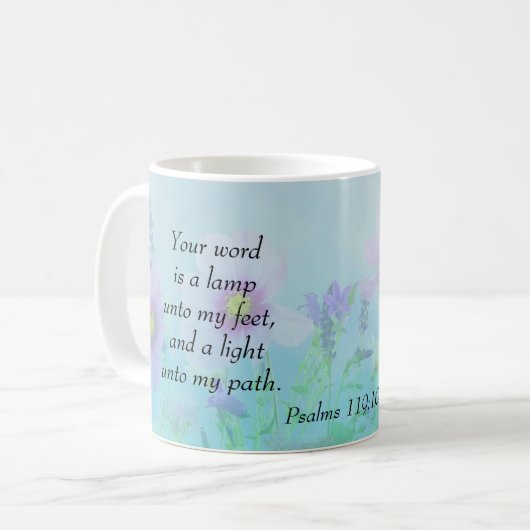 Een lamp aan mijn voeten (Psalm 119:105) Koffiemok (Voorkant links)