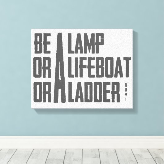 Een lamp, een reddingsboot, een ladder canvas afdruk (Insitu (Houten vloer))